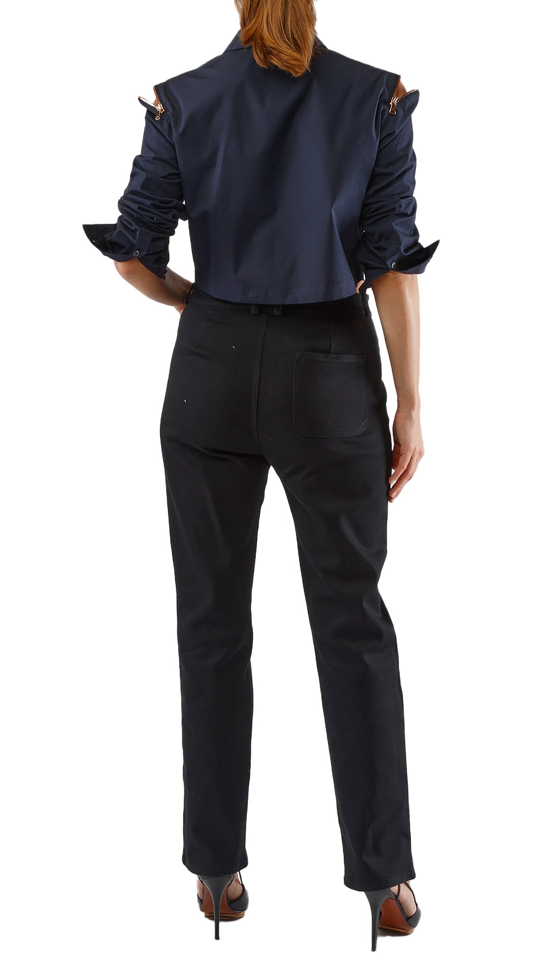 GISELLE ZIPPER BLOUSE - NAVY
