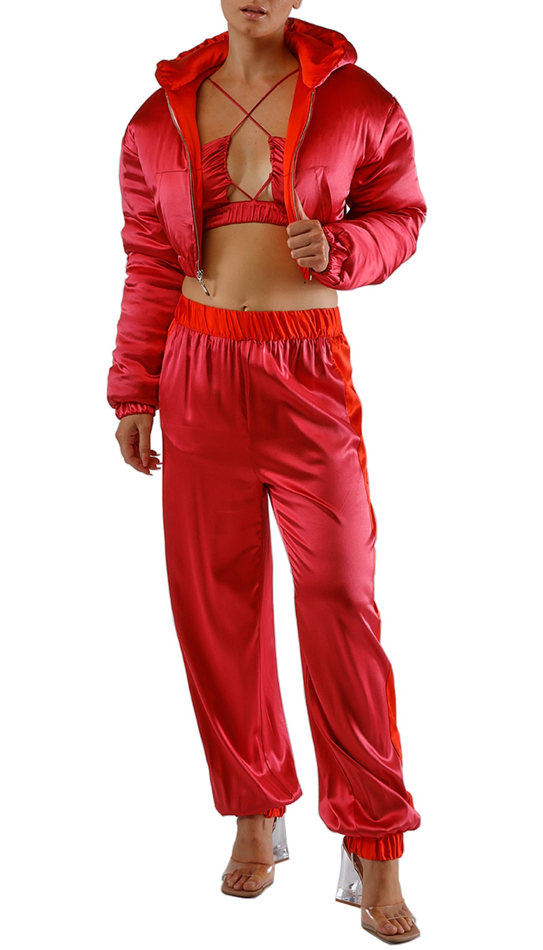 HERA REVERSIBLE PUFFER JACKET - ELECTRIC PINK / BURNT ORANGE