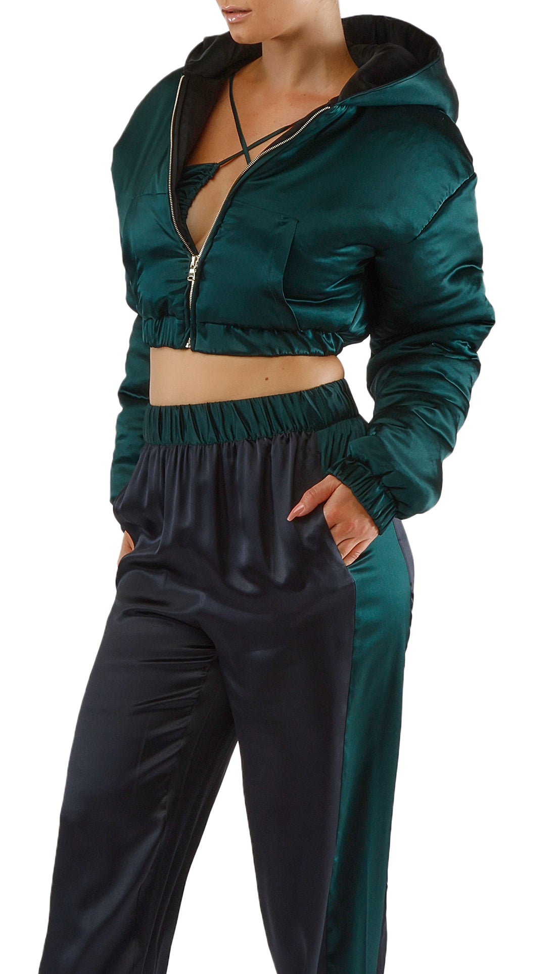 HERA REVERSIBLE PUFFER JACKET - FOREST GREEN / BLACK