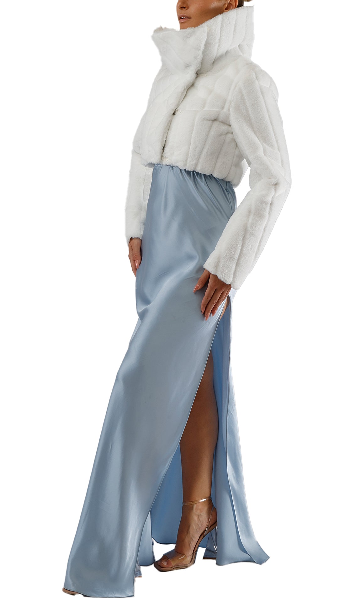 VERITY CROPPED FAUX FUR JACKET - WHITE