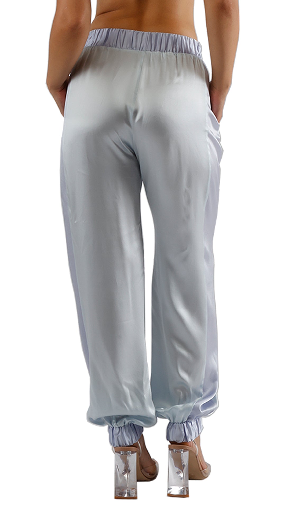 SARAI SILK JOGGER PANTS - ICE BLUE