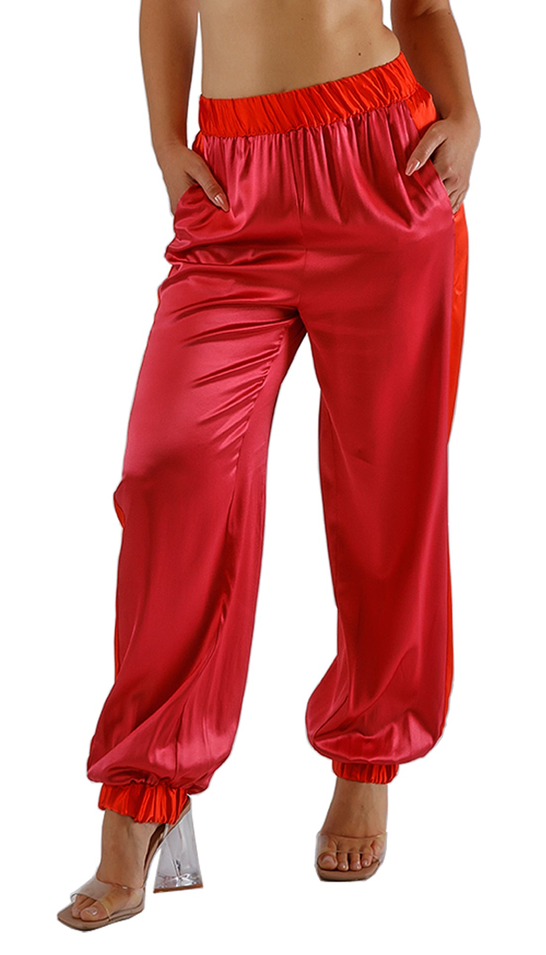 SARAI SILK JOGGER PANTS - ELECTRIC PINK